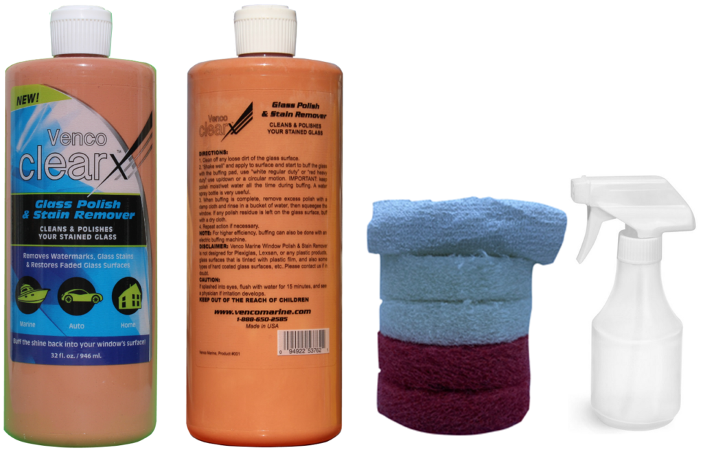 Venco ClearX Glass Polish & Stain Remover 32oz bottle, Venco Marine